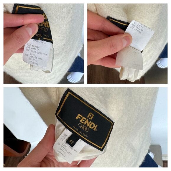 Authentic Fendi Vintage Ivory Cream Natural Mohair Wool Blend Knit Coat 42 XS - Picture 5 of 17